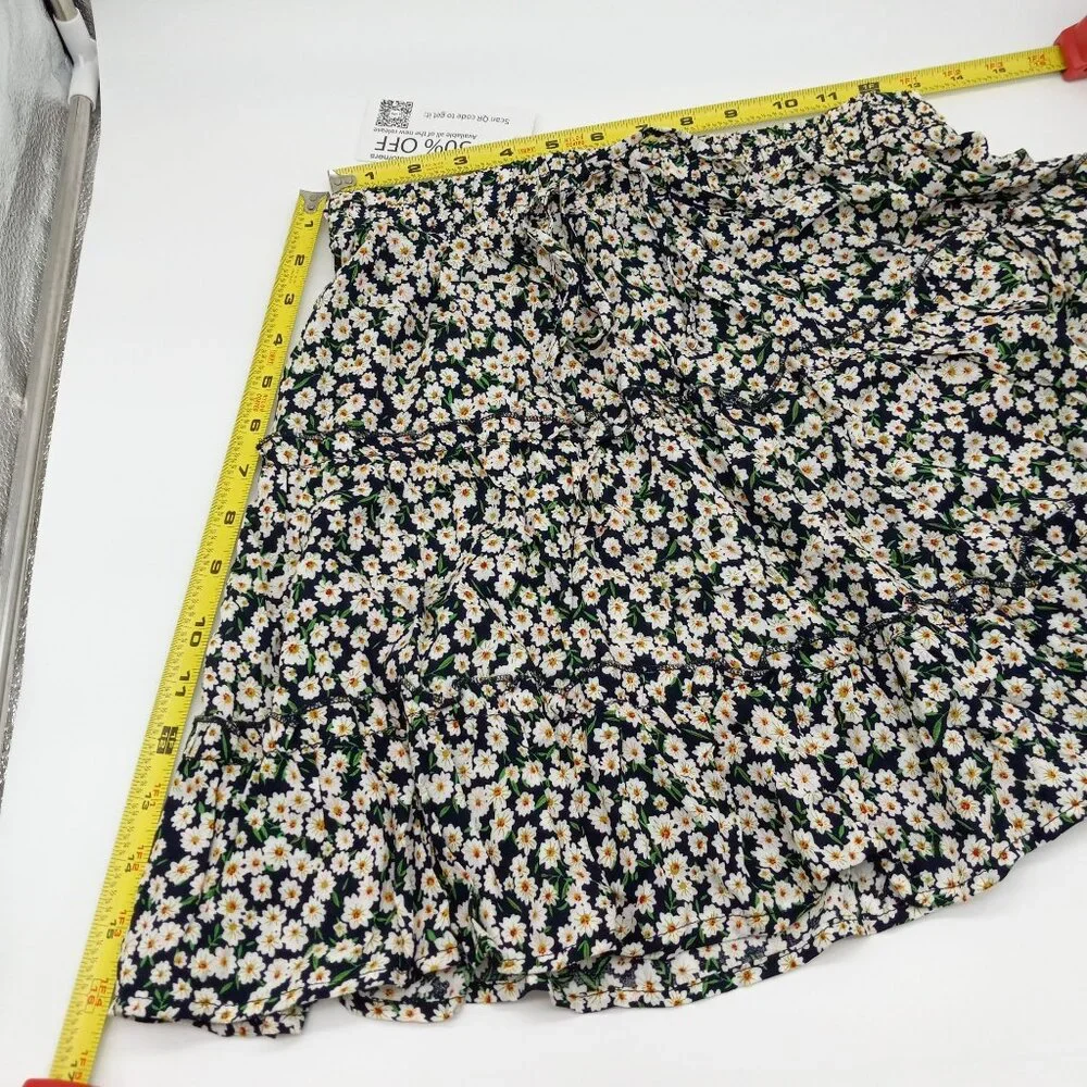 Women's High Waist Ruffle Skirt Flower Daisey Print Size‎ M Alelly